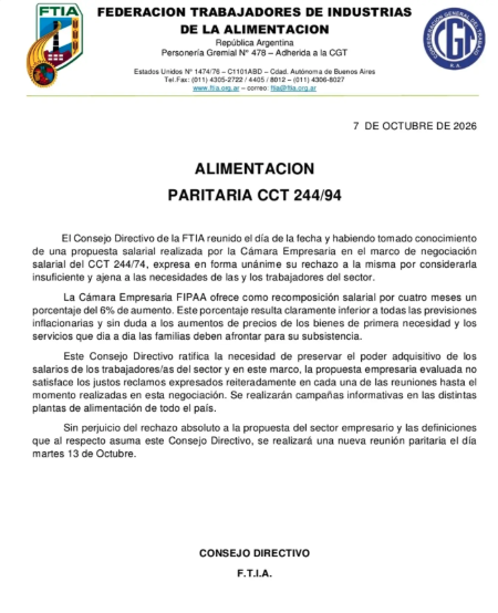 comunicado de la FTIA