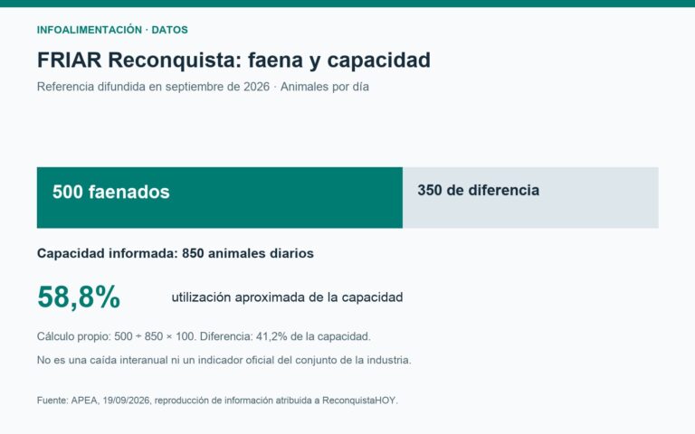 FRIAR: faena de 500 animales diarios y capacidad de 850, según datos de septiembre de 2026.